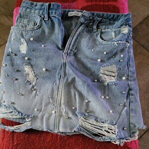 Zara Basic Z1975 Blue Denim Skirt